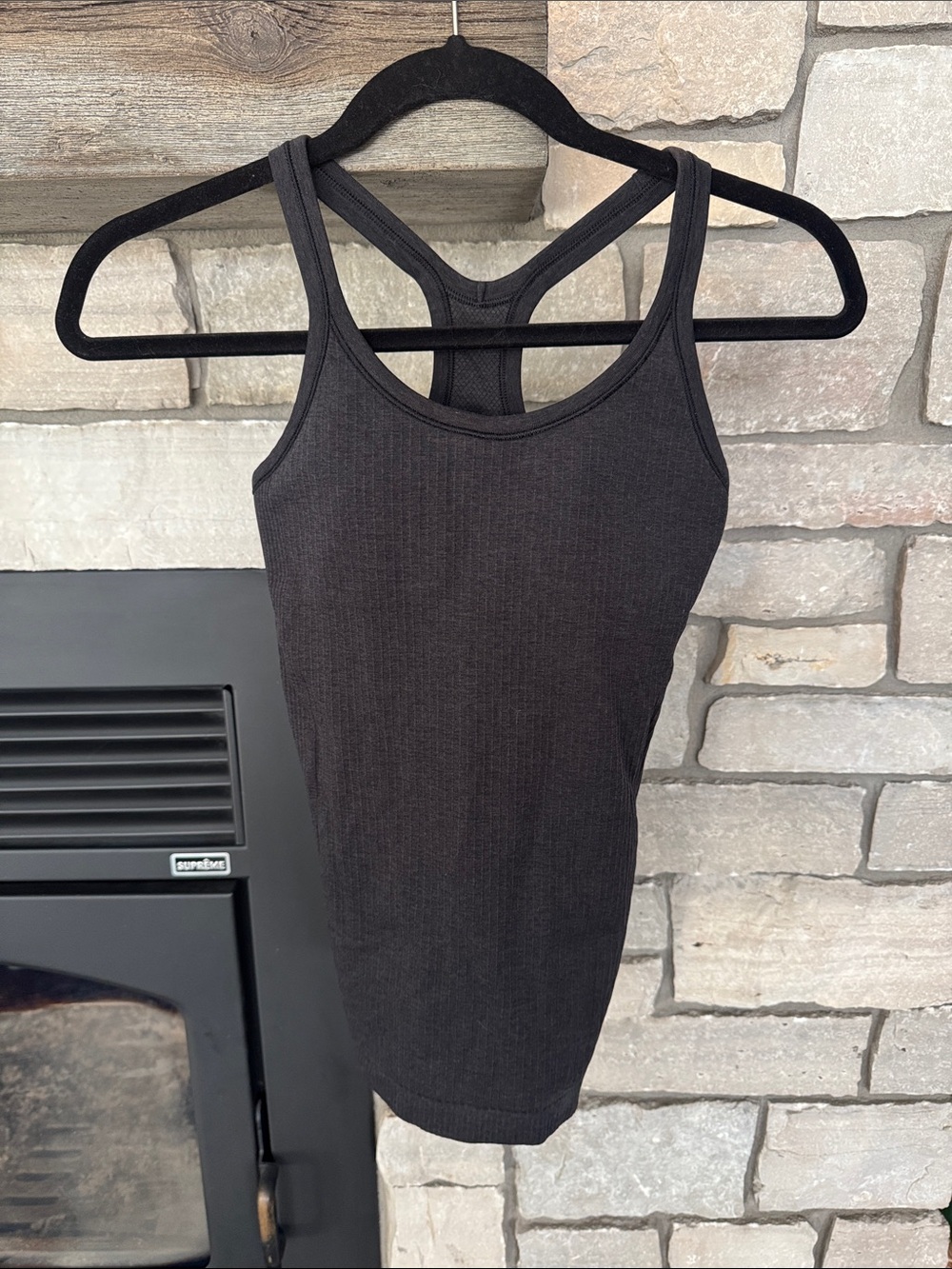 lululemon athletica Black Ribbed Scoop Neck Racerback Tank